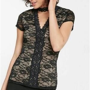 express black stretch lace choker top size small